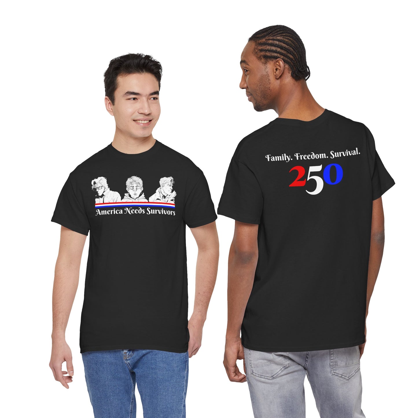 "America Needs Survivors" Patriotic 250 Survival Tee