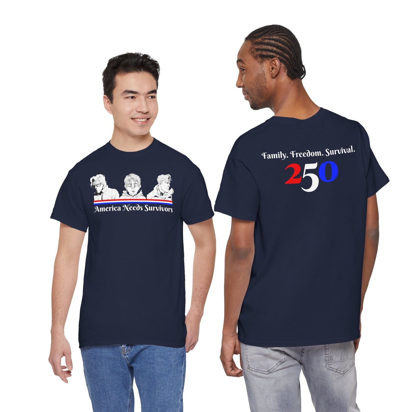 "America Needs Survivors" Patriotic 250 Survival Tee
